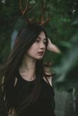 麋鹿女子森林唯美清纯图