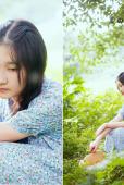 森林里面出现的碎花裙美少女
