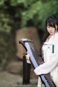 古筝女子户外清纯唯美图